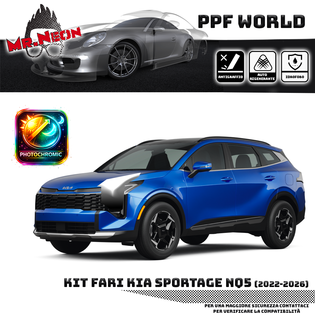 Kit Pellicola Protettiva Fari Kia Sportage NQ5 2022-2026 – PPF Trasparente o Fotocromatico Pretagliato