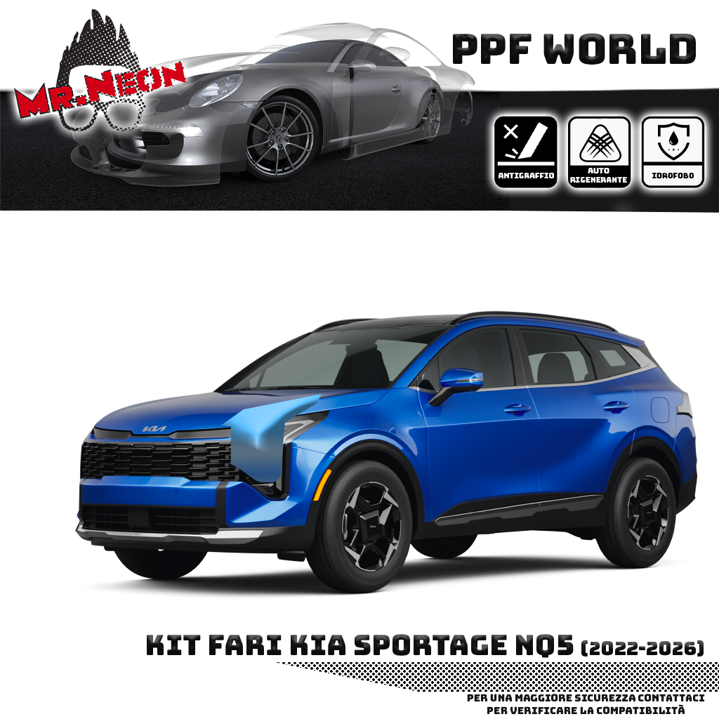 Kit Pellicola Protettiva Fari Kia Sportage NQ5 2022-2026 – PPF Trasparente o Fotocromatico Pretagliato