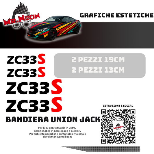 4 Adesivi ZC33S Suzuki Swift Sport Nero Lucido e Rosso Oracal 651 – Prespaziati