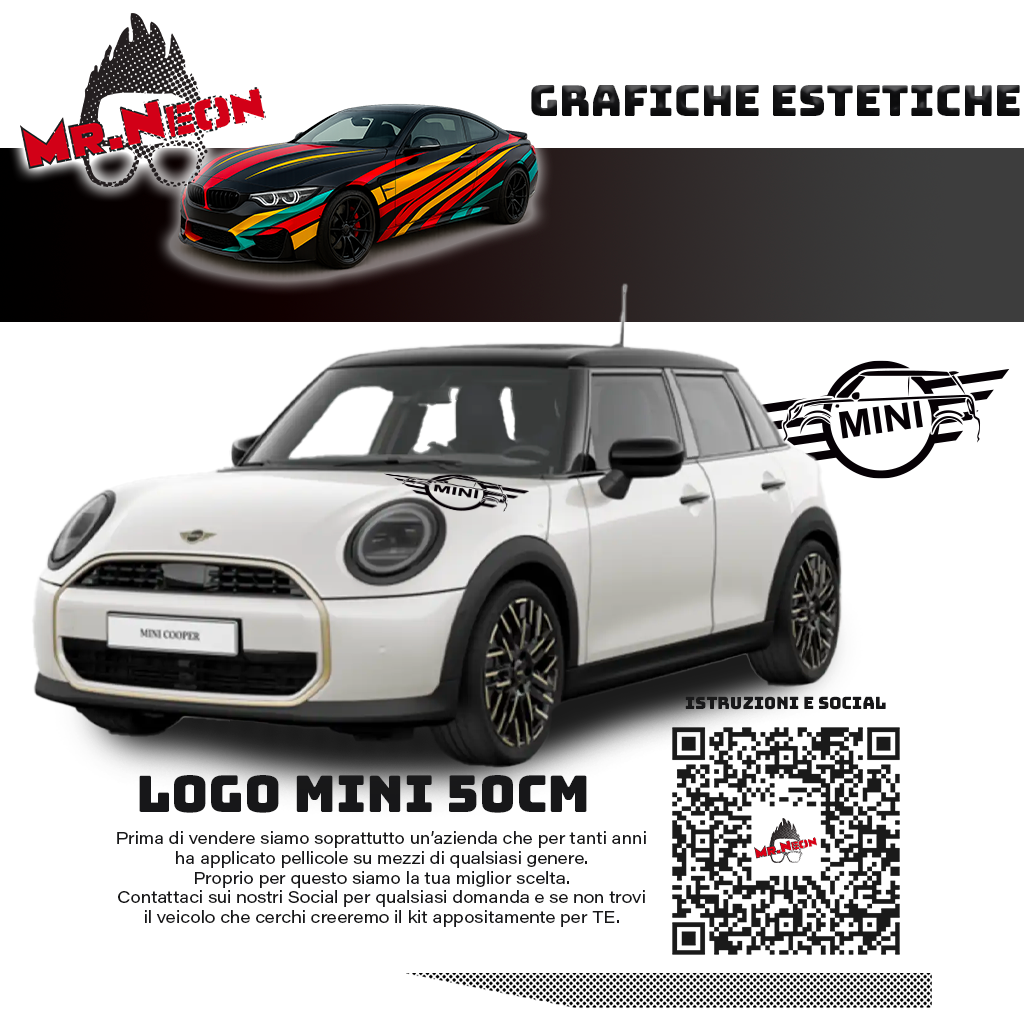 Adesivo Logo MINI Personalizzato 50 cm – Colore a Scelta o Fotocromatico