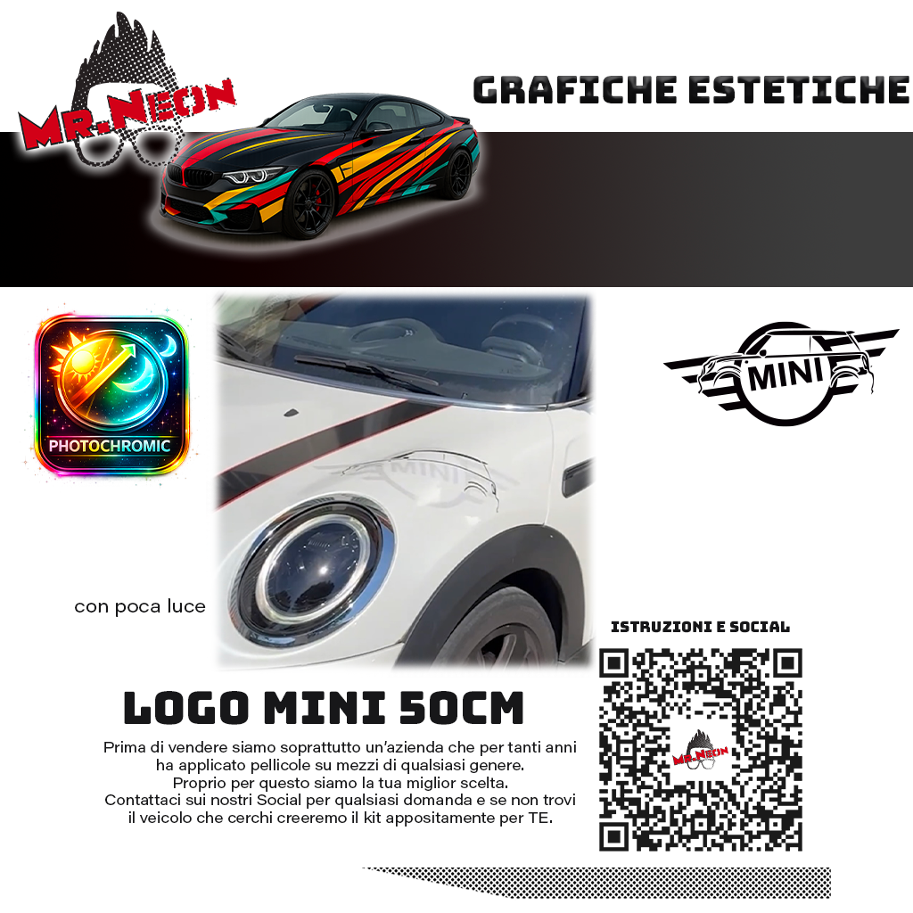 Adesivo Logo MINI Personalizzato 50 cm – Colore a Scelta o Fotocromatico