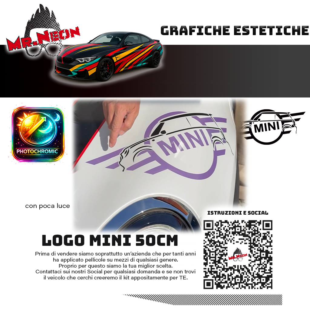 Adesivo Logo MINI Personalizzato 50 cm – Colore a Scelta o Fotocromatico