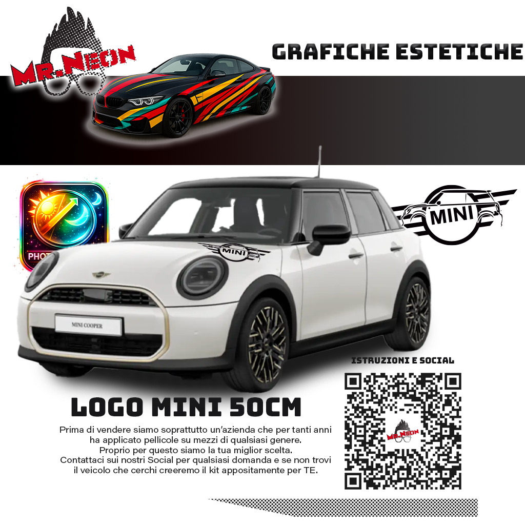 Adesivo Logo MINI Personalizzato 50 cm – Colore a Scelta o Fotocromatico