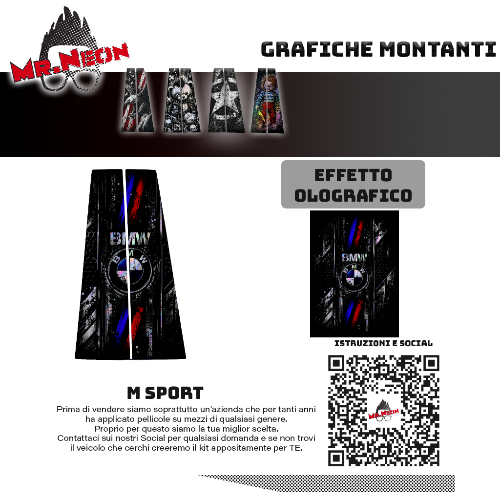 Kit Montanti Auto BMW M Performance Holographic – Adesivi Grafici Laterali