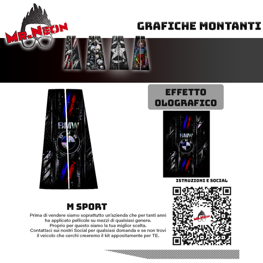 Kit Montanti Auto BMW M Performance Holographic – Adesivi Grafici Laterali