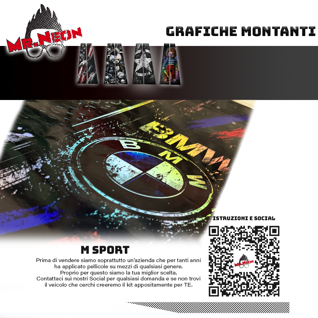 Kit Montanti Auto BMW M Performance Holographic – Adesivi Grafici Laterali