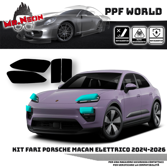 Kit PPF Fari Anteriori Compatibile con Porsche Macan Elettrica 2024–2026 – Pellicola Protettiva Trasparente XPEL 194 Micron