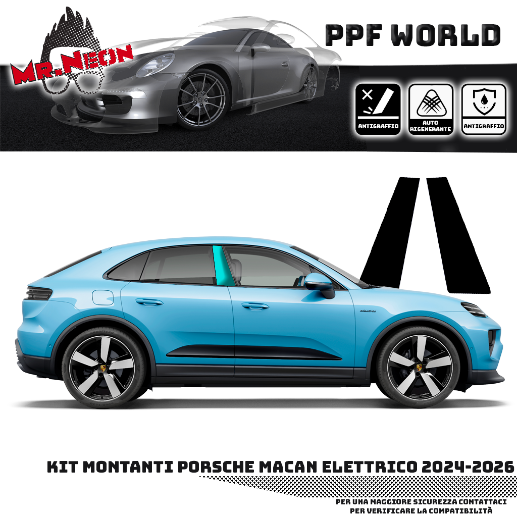 Protezione Montanti Compatibile con Porsche Macan Elettrica 2024–2026 – Kit PPF Pretagliato 194 Micron