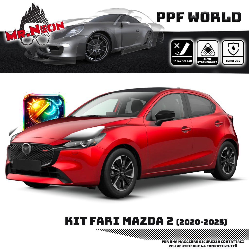 Kit PPF Fari Anteriori Mazda 2 2020-2025 – Trasparente o Fotocromatico Pretagliato