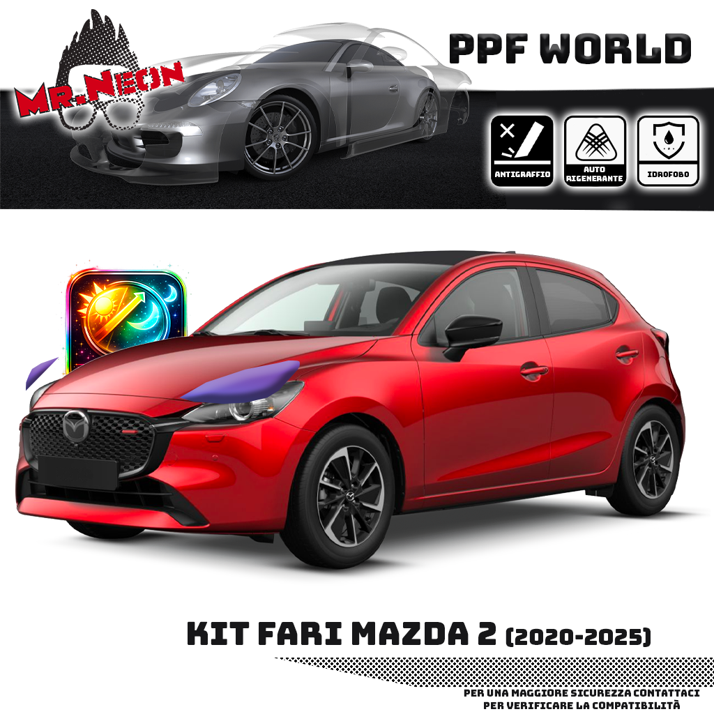 Kit PPF Fari Anteriori Mazda 2 2020-2025 – Trasparente o Fotocromatico Pretagliato