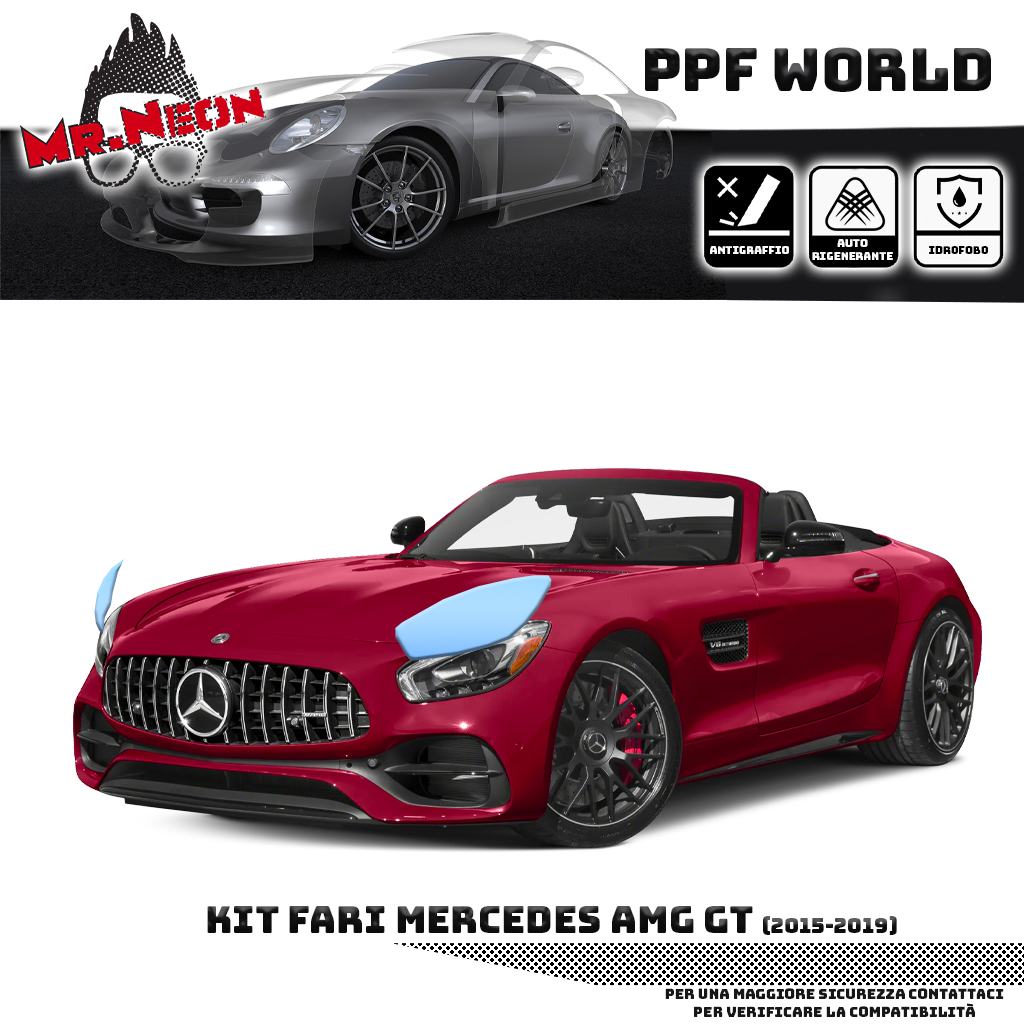 Kit Pellicola Protettiva Fari Mercedes-AMG GT 2015-2019 – PPF Trasparente o Fotocromatico Pretagliato