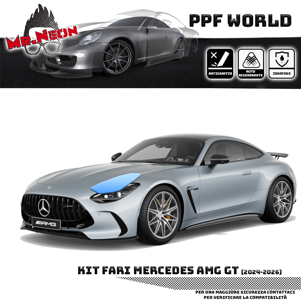 Kit Pellicola Protettiva Fari Mercedes-AMG GT 2024-2026 – PPF Trasparente o Fotocromatico Pretagliato