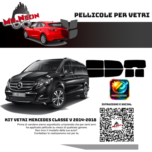Kit Pellicole Oscuranti Fotocromatiche Mercedes Classe V (2014–2018) – Pretagliate su Misura