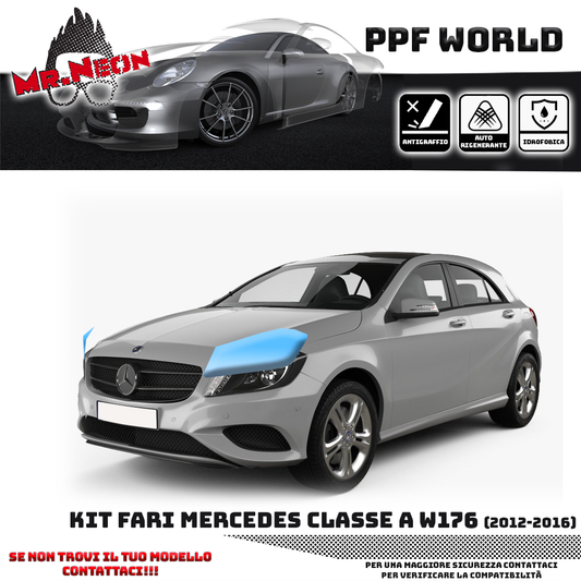 Kit Pellicola Protettiva Fari Mercedes Classe A W176 (2012–2015) – PPF Trasparente o Fotocromatico Pretagliato