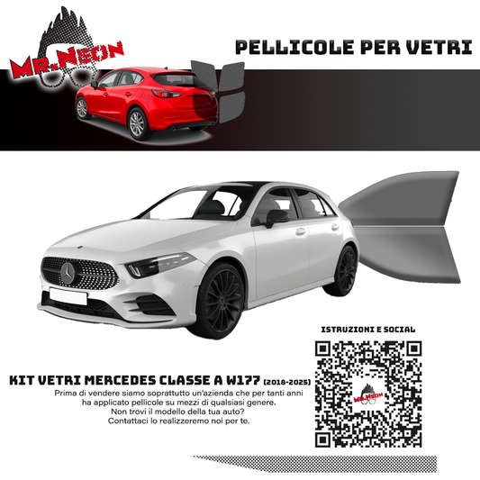 Kit Pellicole Oscuramento Vetri Anteriori Mercedes Classe A W177 2018-2025 – Pretagliati
