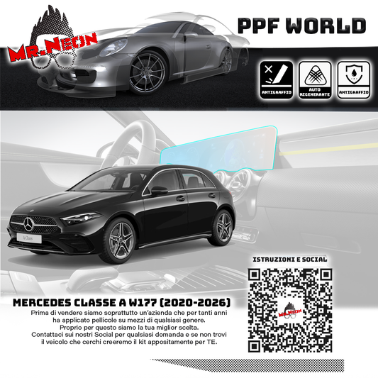 Kit Pellicola Protettiva Display Mercedes Classe A W177 2018-2025 – PPF Lucido o Opaco Pretagliato