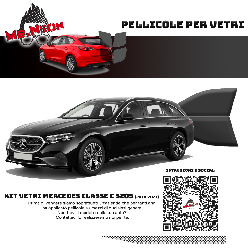 Kit Pellicole Oscuramento Vetri Anteriori Mercedes Classe C SW S205 2018-2021 – Pretagliati