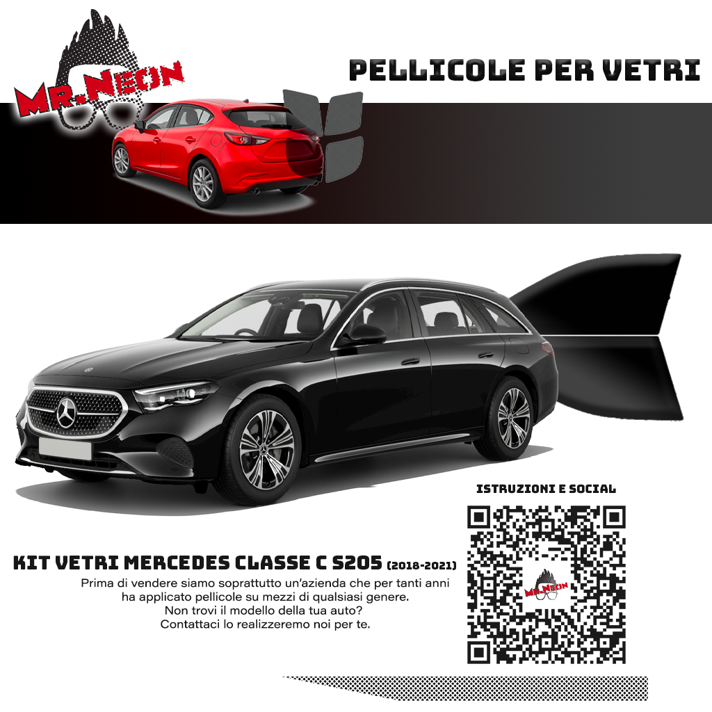 Kit Pellicole Oscuramento Vetri Anteriori Mercedes Classe C SW S205 2018-2021 – Pretagliati