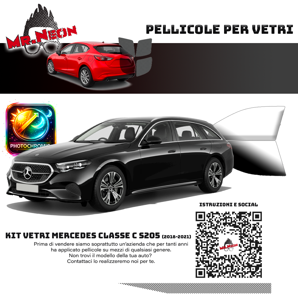 Kit Pellicole Oscuramento Vetri Anteriori Mercedes Classe C SW S205 2018-2021 – Pretagliati