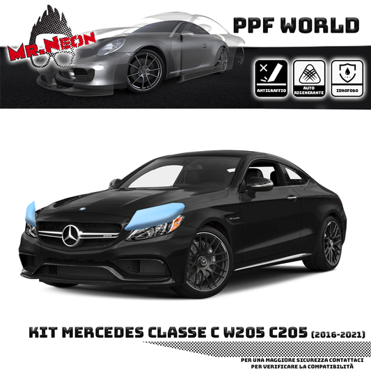 Kit Pellicola Protettiva Fari Mercedes Classe C W205 2014-2018 – PPF Trasparente o Fotocromatico Pretagliato