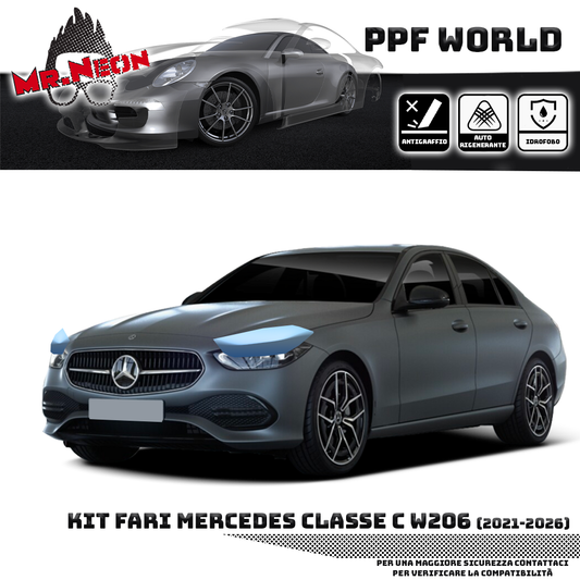 Kit Pellicola Protettiva Fari Mercedes Classe C W206 2021-2026 – PPF Trasparente o Fotocromatico Pretagliato