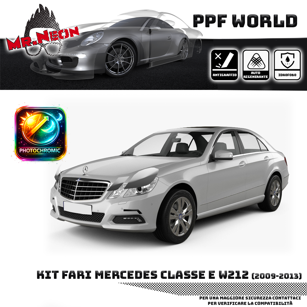 Kit Pellicola Protettiva Fari Mercedes Classe E W212 2009-2013 – PPF Trasparente o Fotocromatico Pretagliato