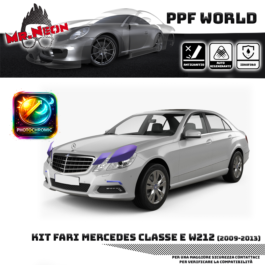Kit Pellicola Protettiva Fari Mercedes Classe E W212 2009-2013 – PPF Trasparente o Fotocromatico Pretagliato