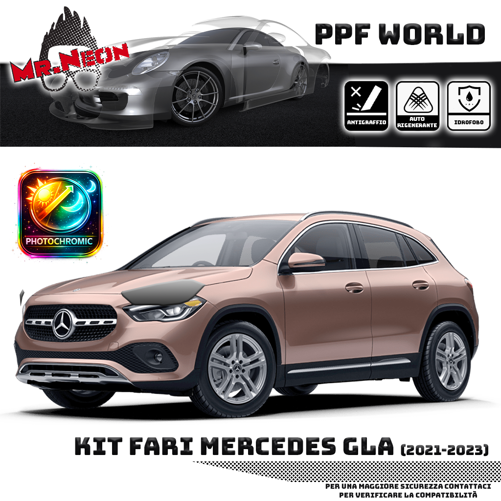 Kit Pellicola Protettiva Fari Mercedes GLA H247 2020-2023 – PPF Trasparente o Fotocromatico Pretagliato