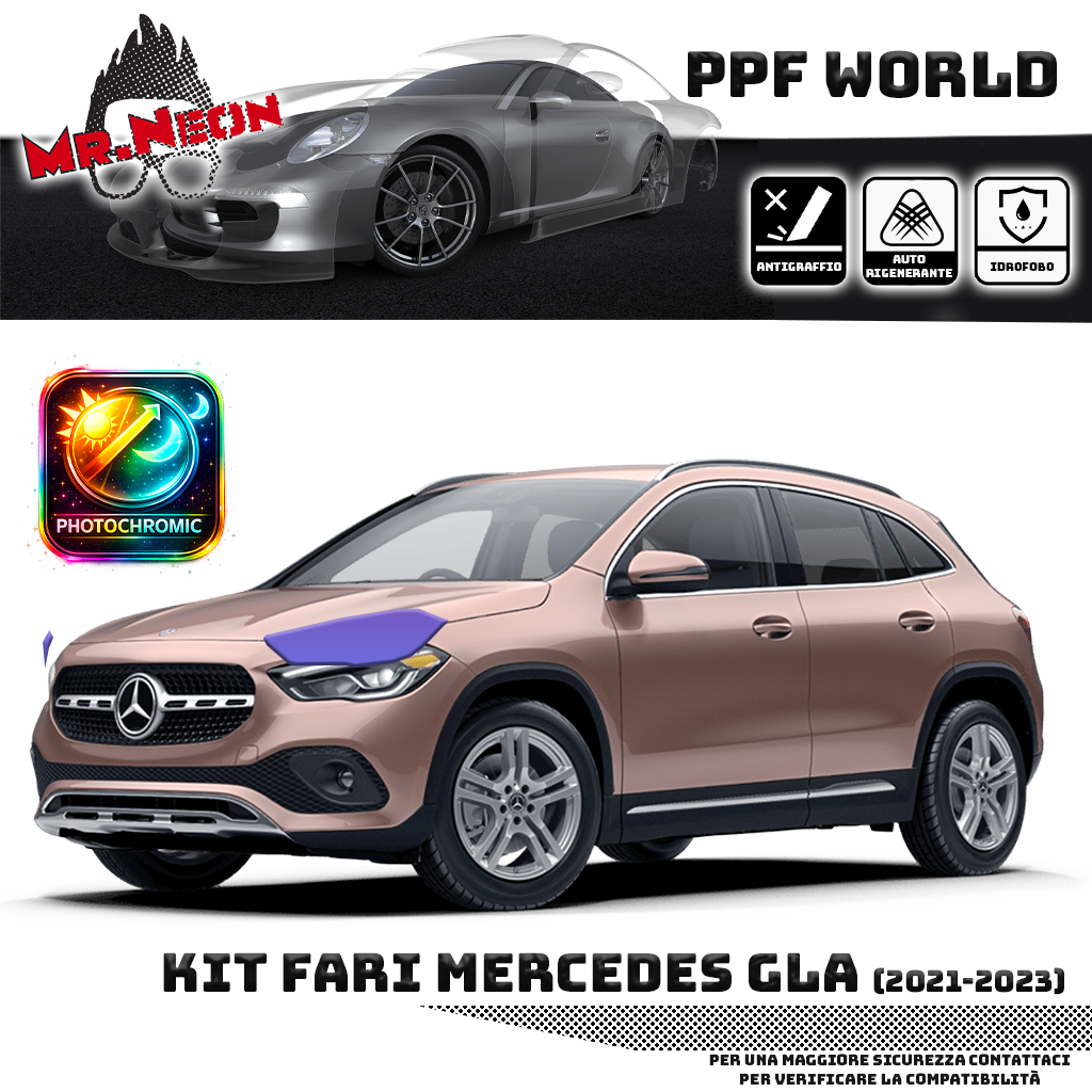 Kit Pellicola Protettiva Fari Mercedes GLA H247 2020-2023 – PPF Trasparente o Fotocromatico Pretagliato