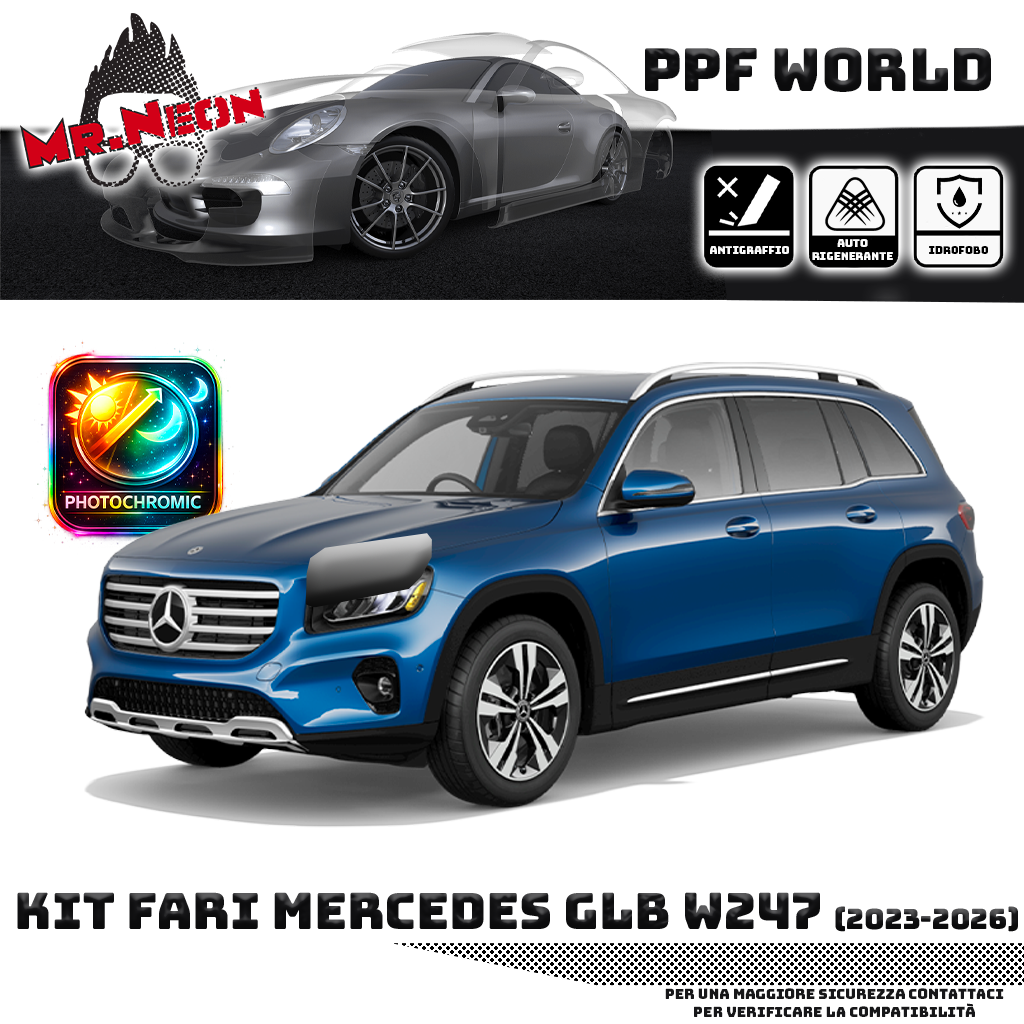Kit Pellicola Protettiva Fari Mercedes GLB X247 2023-2026 – PPF Trasparente o Fotocromatico Pretagliato