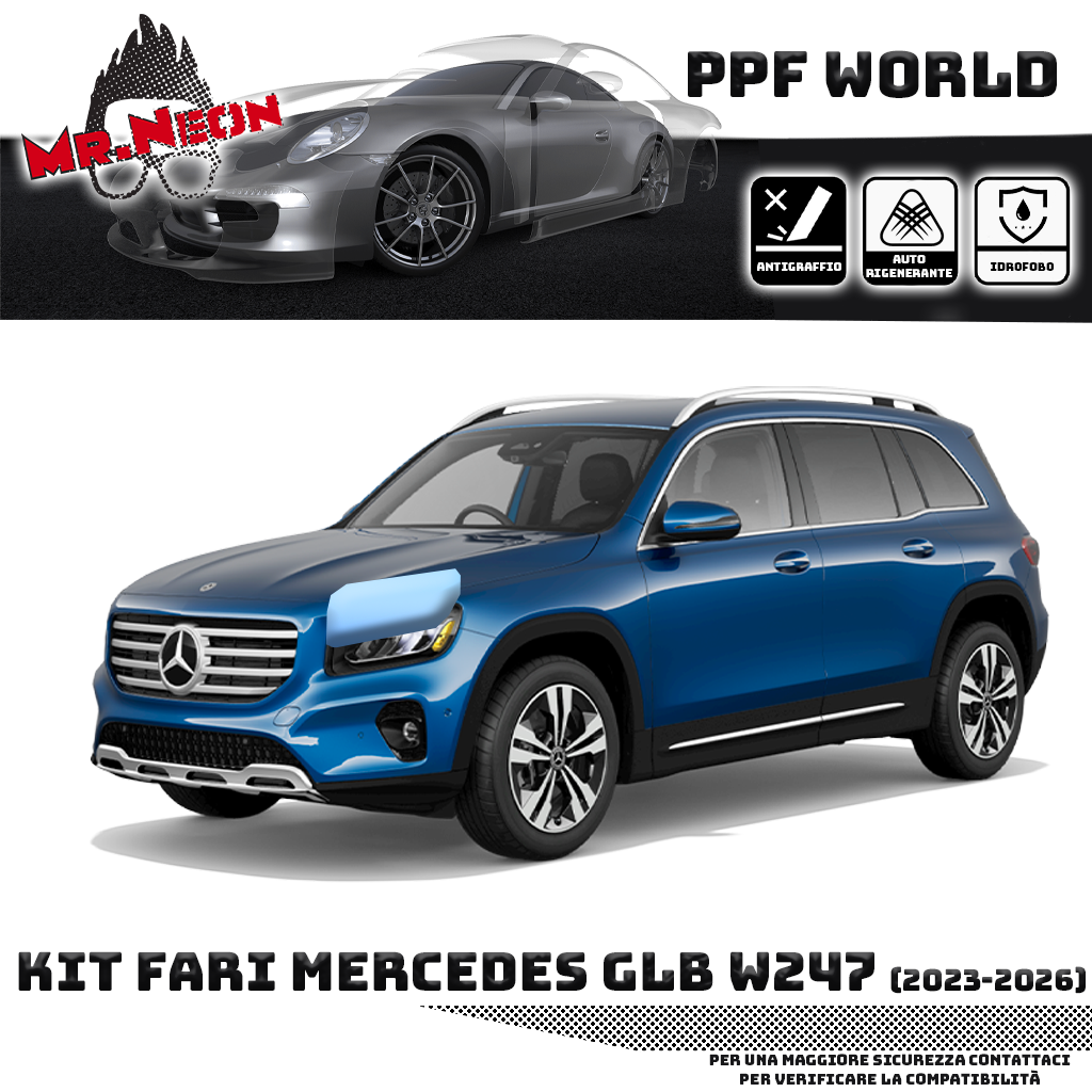 Kit Pellicola Protettiva Fari Mercedes GLB X247 2023-2026 – PPF Trasparente o Fotocromatico Pretagliato