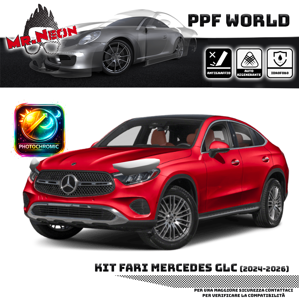 Kit Pellicola Protettiva Fari Mercedes GLC X254 2022-2026 – PPF Trasparente o Fotocromatico Pretagliato