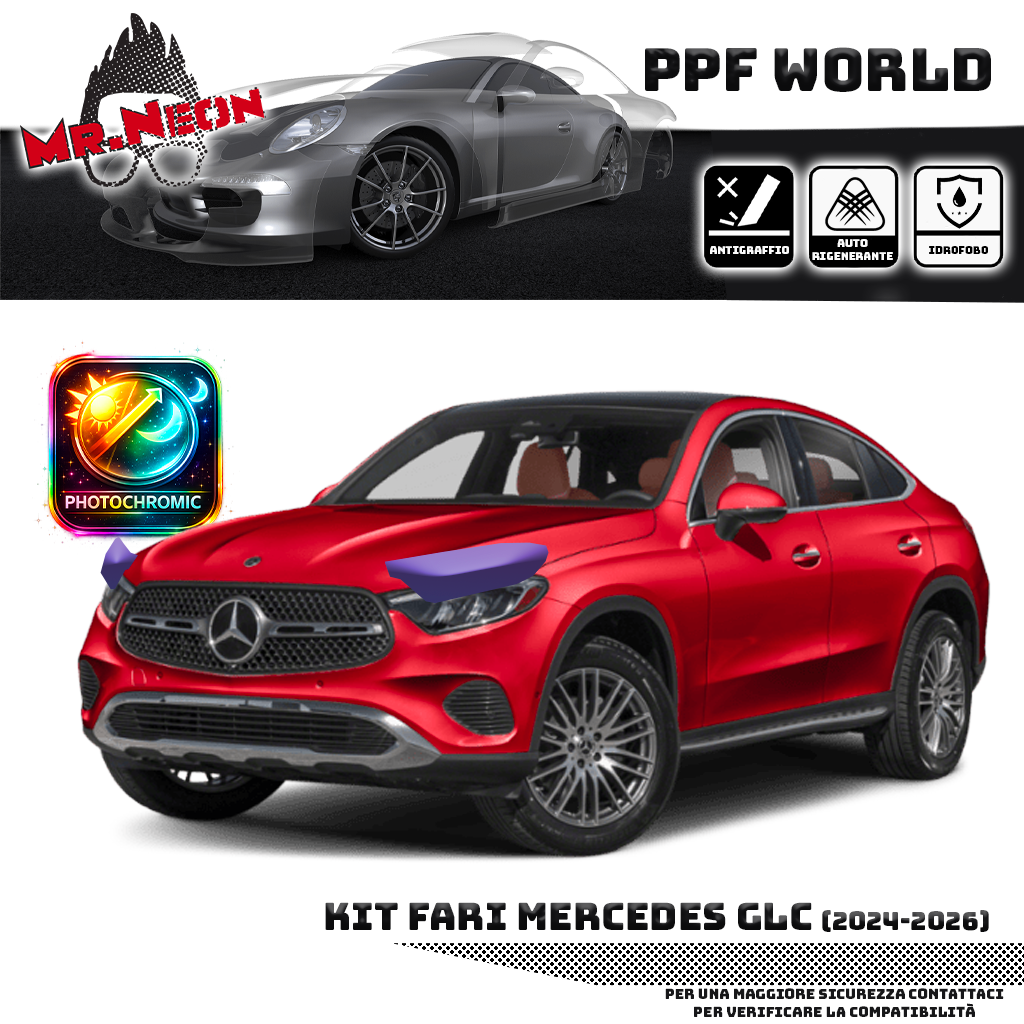 Kit Pellicola Protettiva Fari Mercedes GLC X254 2022-2026 – PPF Trasparente o Fotocromatico Pretagliato