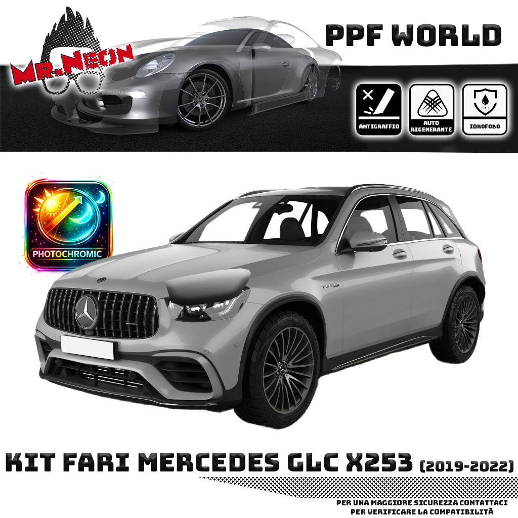Kit Pellicola Protettiva Fari Mercedes GLC X253 2019-2022 – PPF Trasparente o Fotocromatico Pretagliato
