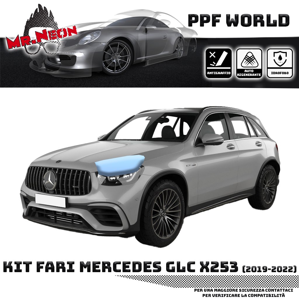 Kit Pellicola Protettiva Fari Mercedes GLC X253 2019-2022 – PPF Trasparente o Fotocromatico Pretagliato