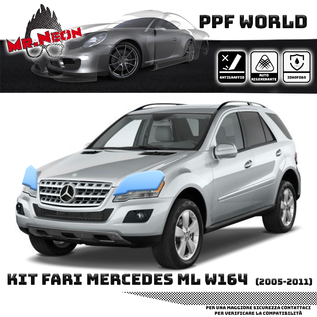 Kit Pellicola Protettiva Fari Mercedes ML W164 2005-2011 – PPF Trasparente o Fotocromatico Pretagliato