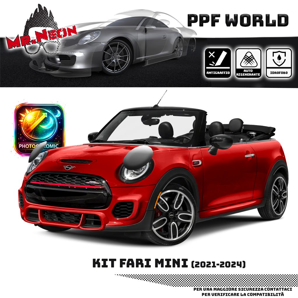 Kit Pellicola Protettiva Fari MINI 2021-2024 – PPF Trasparente o Fotocromatico Pretagliato