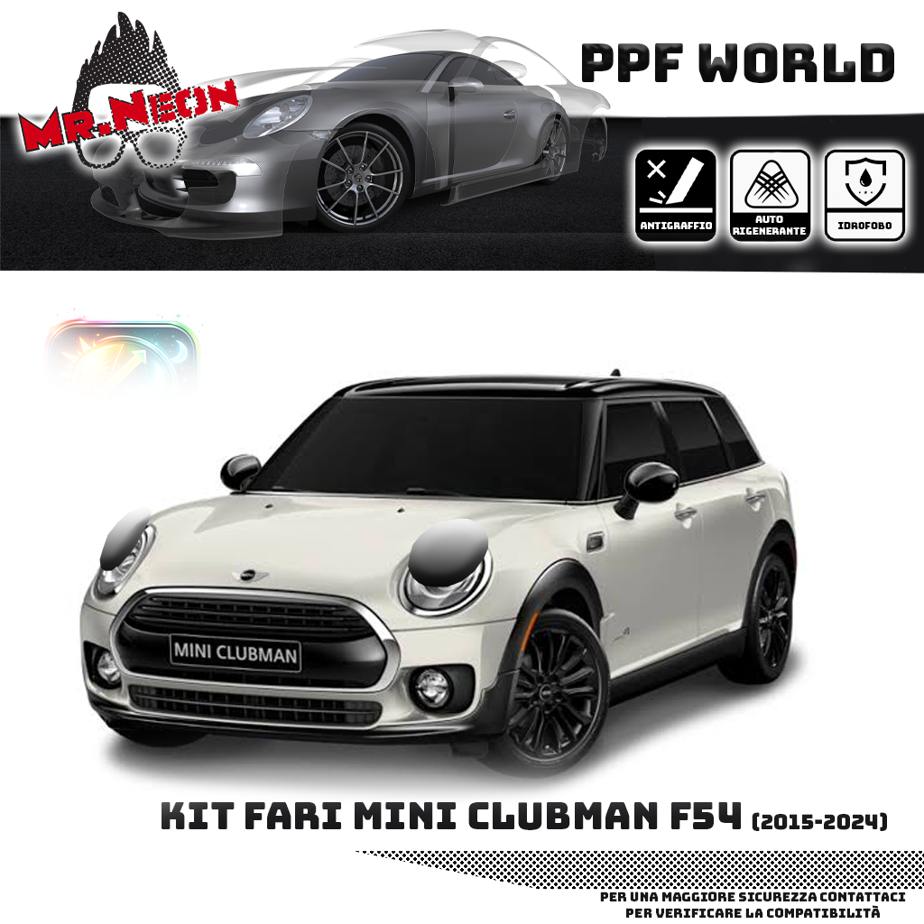 Kit Pellicola Protettiva Fari MINI Clubman F54 2015-2024 – PPF Trasparente o Fotocromatico Pretagliato
