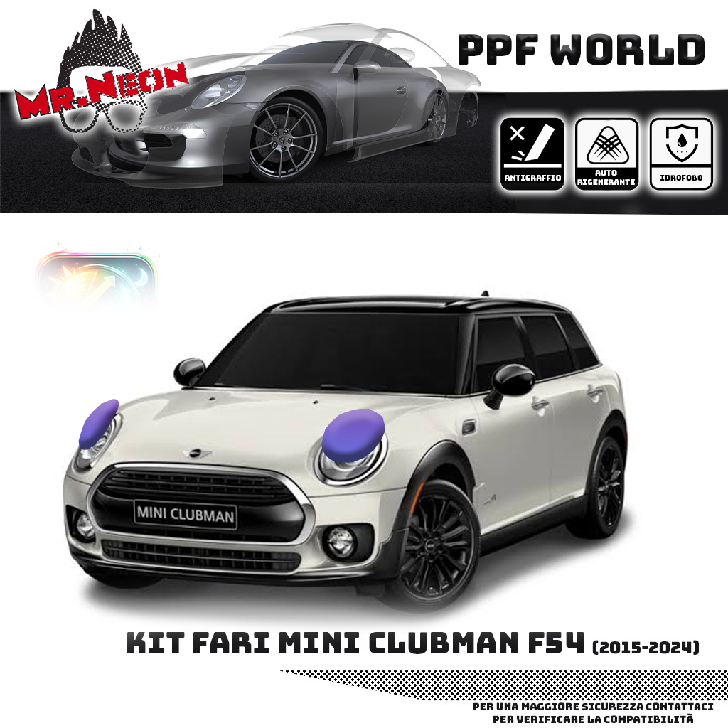 Kit Pellicola Protettiva Fari MINI Clubman F54 2015-2024 – PPF Trasparente o Fotocromatico Pretagliato