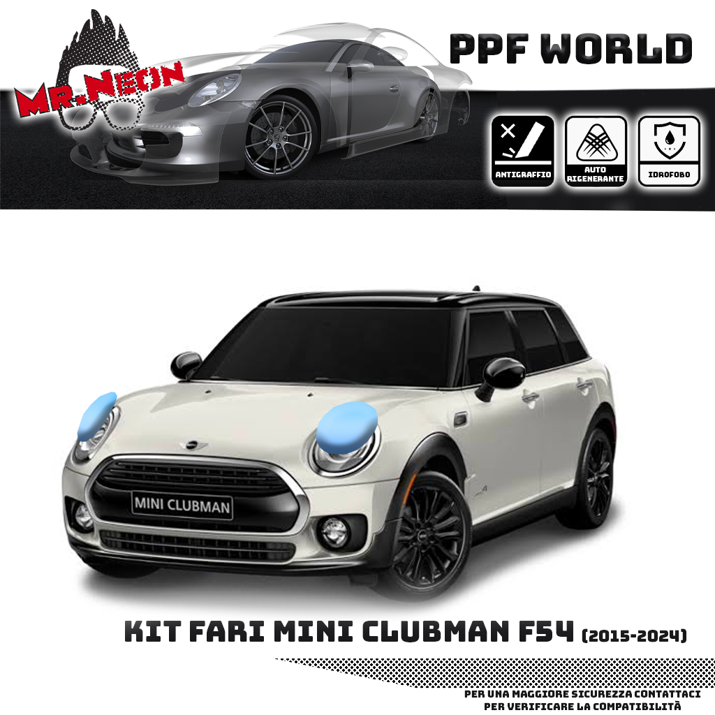 Kit Pellicola Protettiva Fari MINI Clubman F54 2015-2024 – PPF Trasparente o Fotocromatico Pretagliato