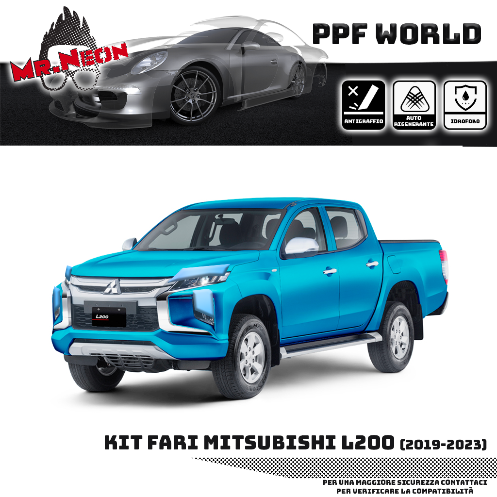 Kit Pellicola Protettiva Fari Mitsubishi L200 2019-2023 – PPF Trasparente o Fotocromatico Pretagliato