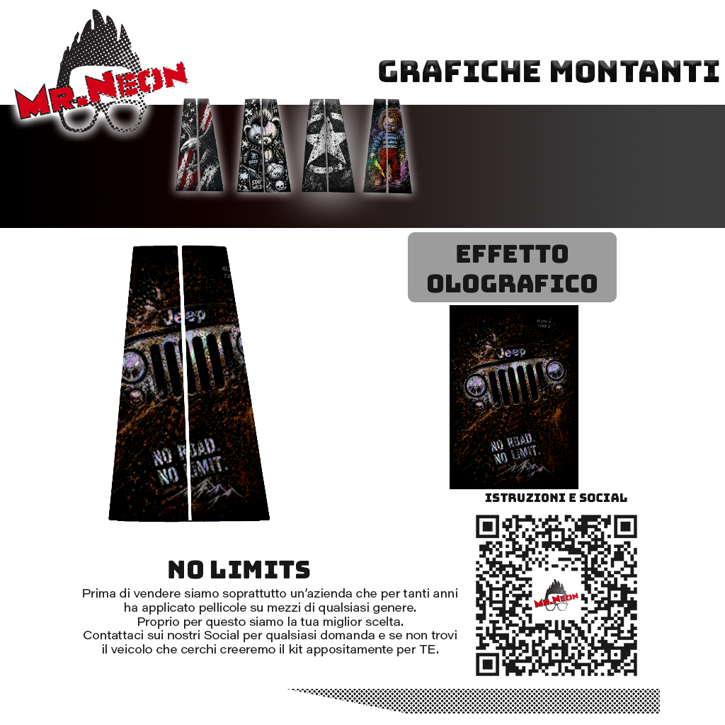 Kit Montanti Auto Jeep No Road No Limit – Off-Road Adesivi Grafici Laterali