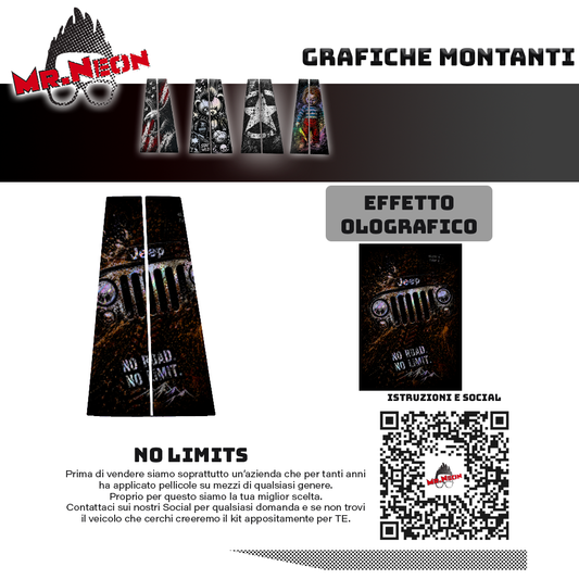 Kit Montanti Auto Jeep No Road No Limit – Off-Road Adesivi Grafici Laterali
