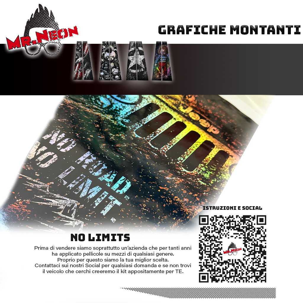 Kit Montanti Auto Jeep No Road No Limit – Off-Road Adesivi Grafici Laterali