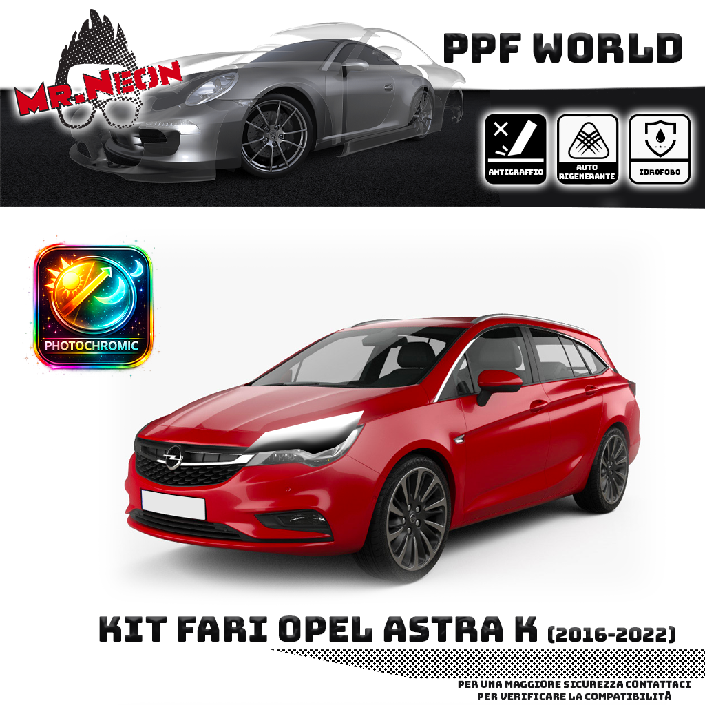 Kit Pellicola Protettiva Fari Opel Astra K Sport Tourer (2016–2022) – PPF Trasparente o Fotocromatico Pretagliato