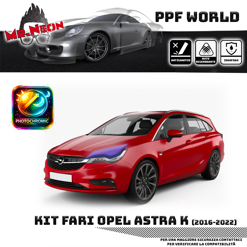 Kit Pellicola Protettiva Fari Opel Astra K Sport Tourer (2016–2022) – PPF Trasparente o Fotocromatico Pretagliato