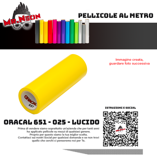 Pellicola adesiva Oracal 651 Giallo 025  – Vinile adesivo a metraggio