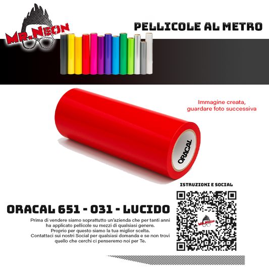 Pellicola adesiva Oracal 651 Rosso 031 – Vinile adesivo a metraggio