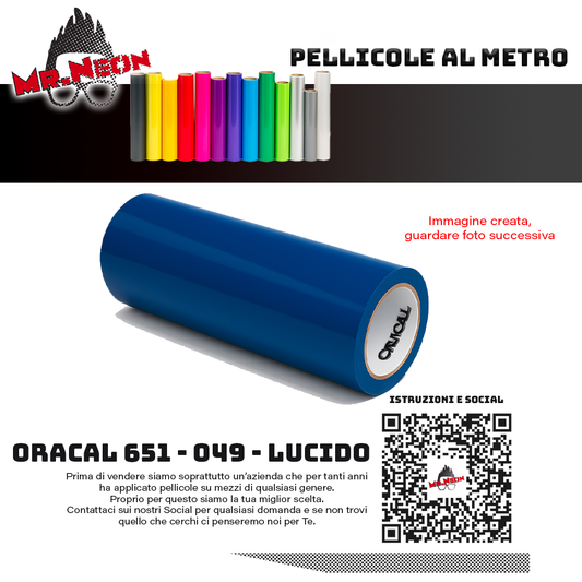 Pellicola adesiva Oracal 651 Blu 049  – Vinile adesivo a metraggio