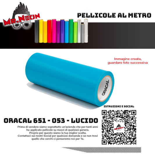 Pellicola adesiva Oracal 651 Ciano Pieno 053  – Vinile adesivo a metraggio